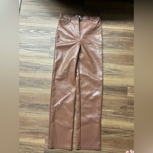 Wilfred Tan Faux Leather Pants
